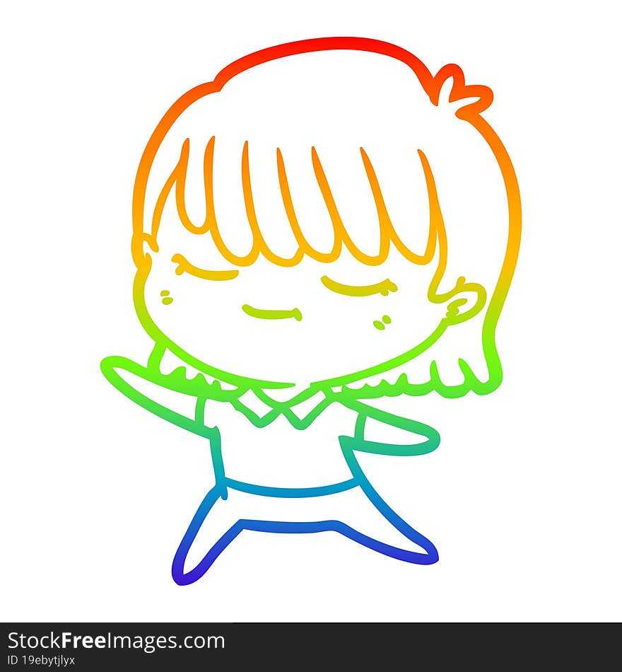 rainbow gradient line drawing of a cartoon woman