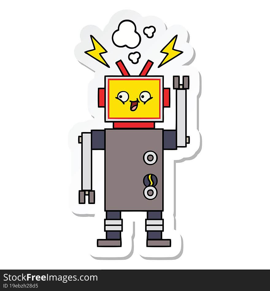 sticker of a cute cartoon dancing robot