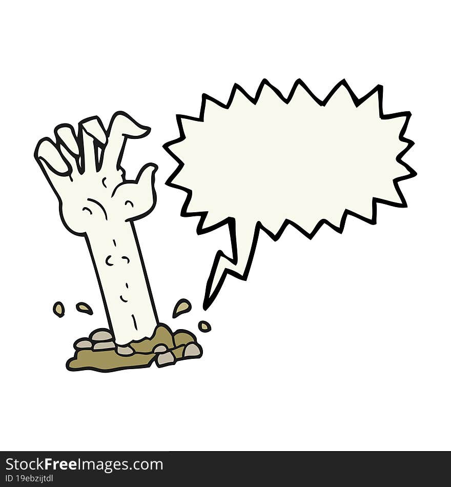 speech bubble cartoon zombie hand rising from ground