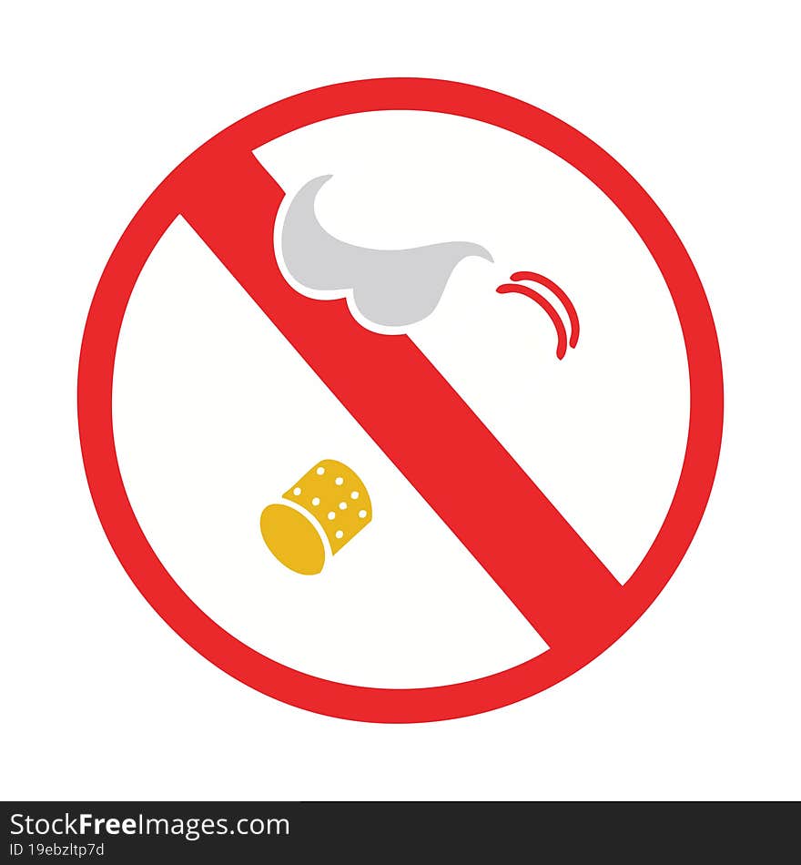 flat color retro cartoon no smoking allowed sign