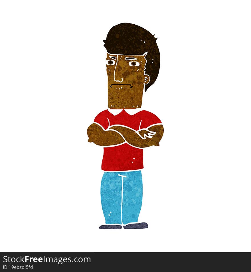 cartoon annoyed man with folded arms