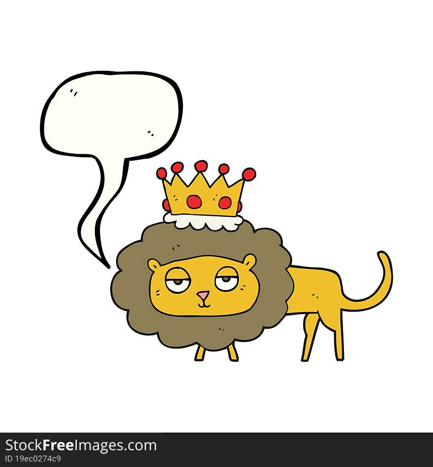 speech bubble cartoon lion with crown