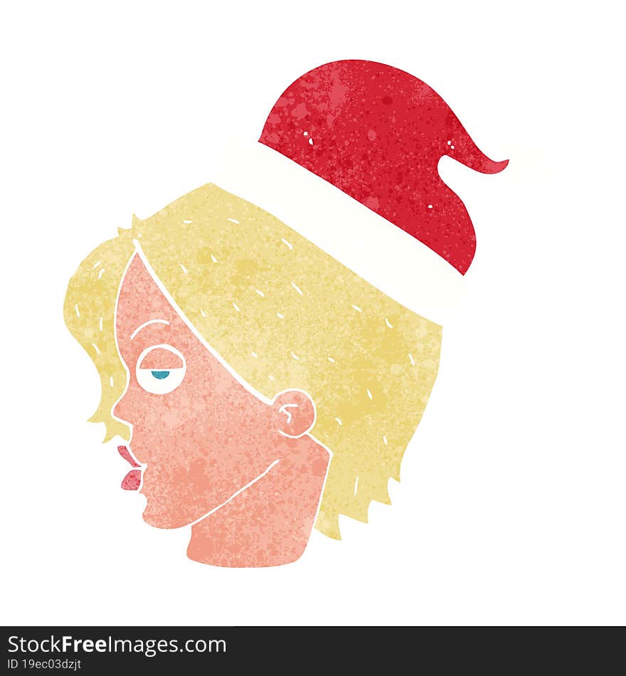 cartoon woman wearing santa hat