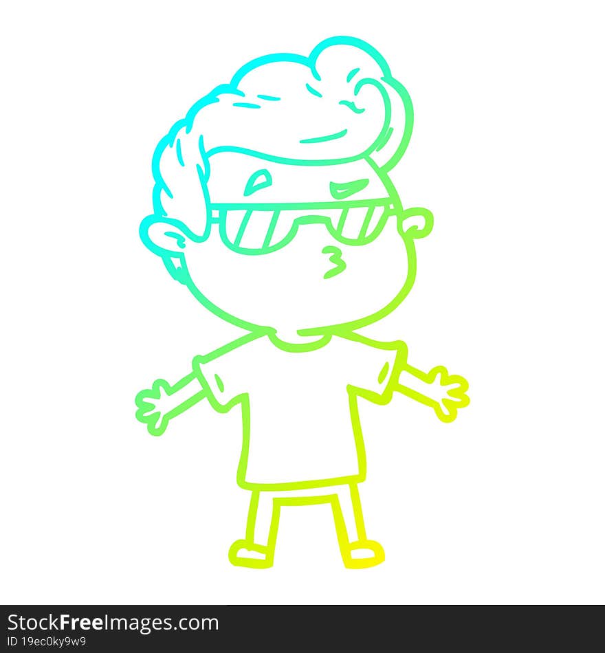 cold gradient line drawing cartoon cool guy