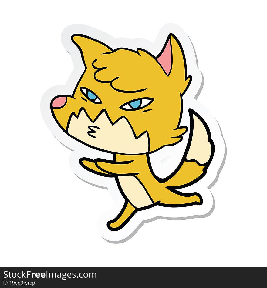 sticker of a clever cartoon fox