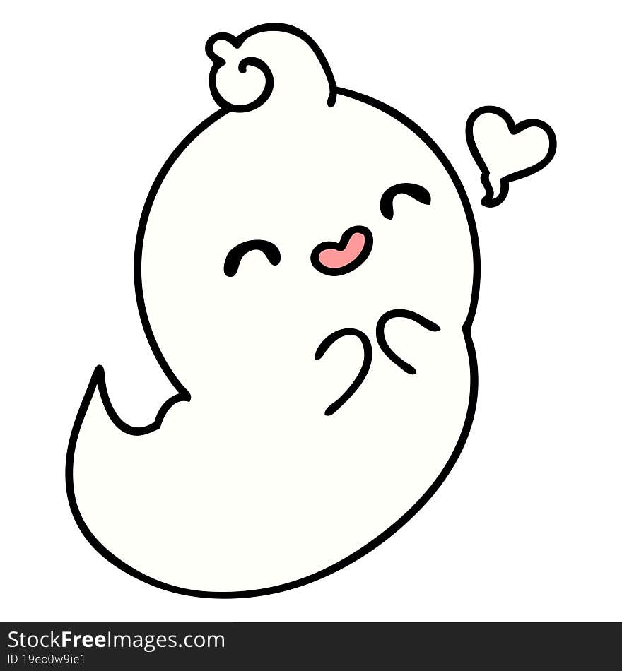 cartoon of a cute ghost in love. cartoon of a cute ghost in love