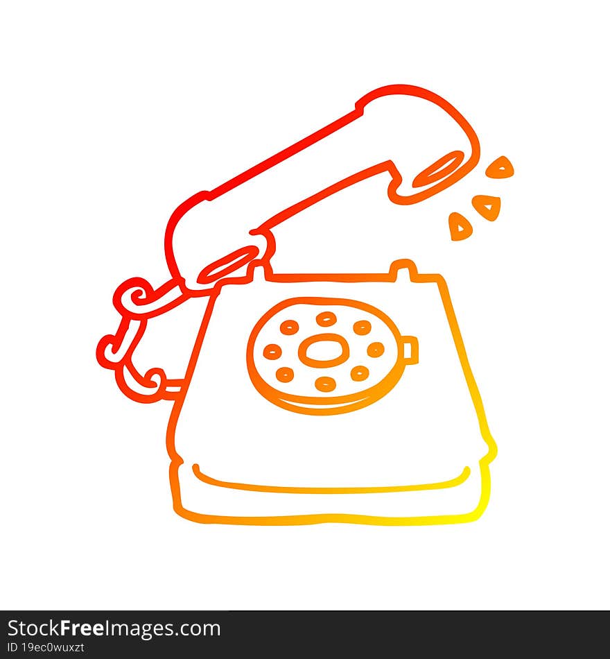 warm gradient line drawing cartoon ringing telephone