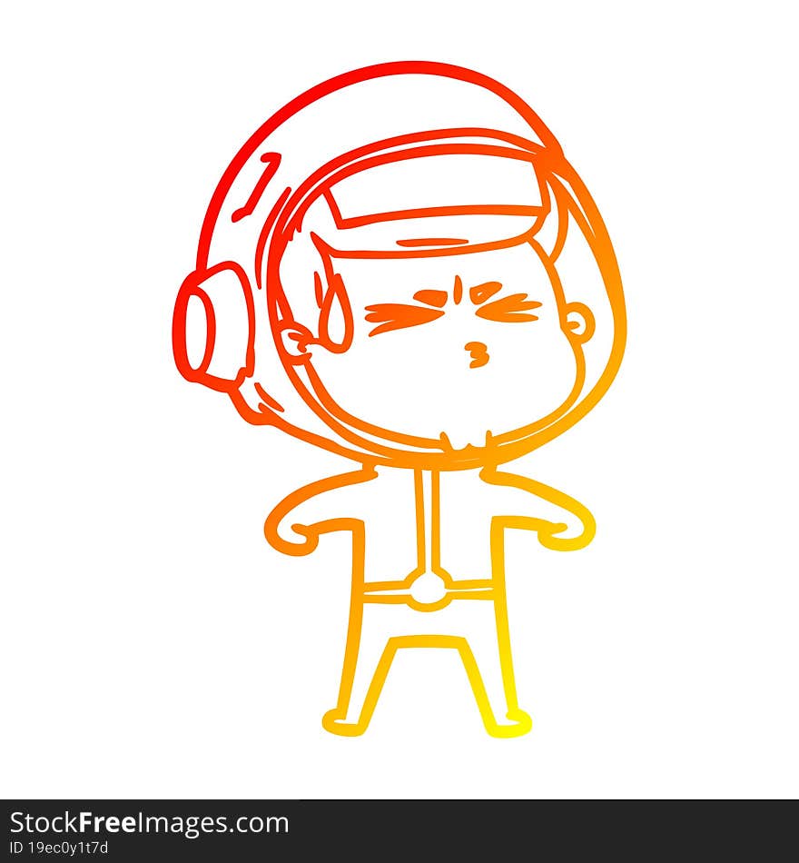 warm gradient line drawing cartoon stressed astronaut