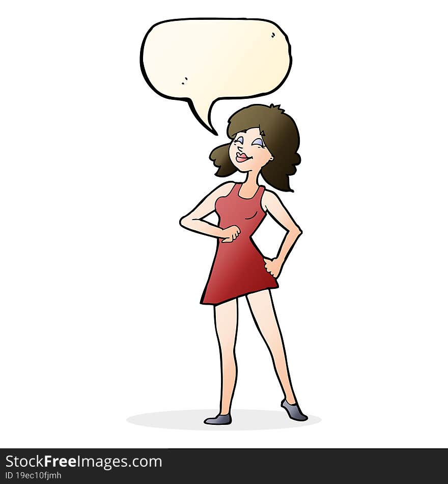 cartoon proud woman with speech bubble