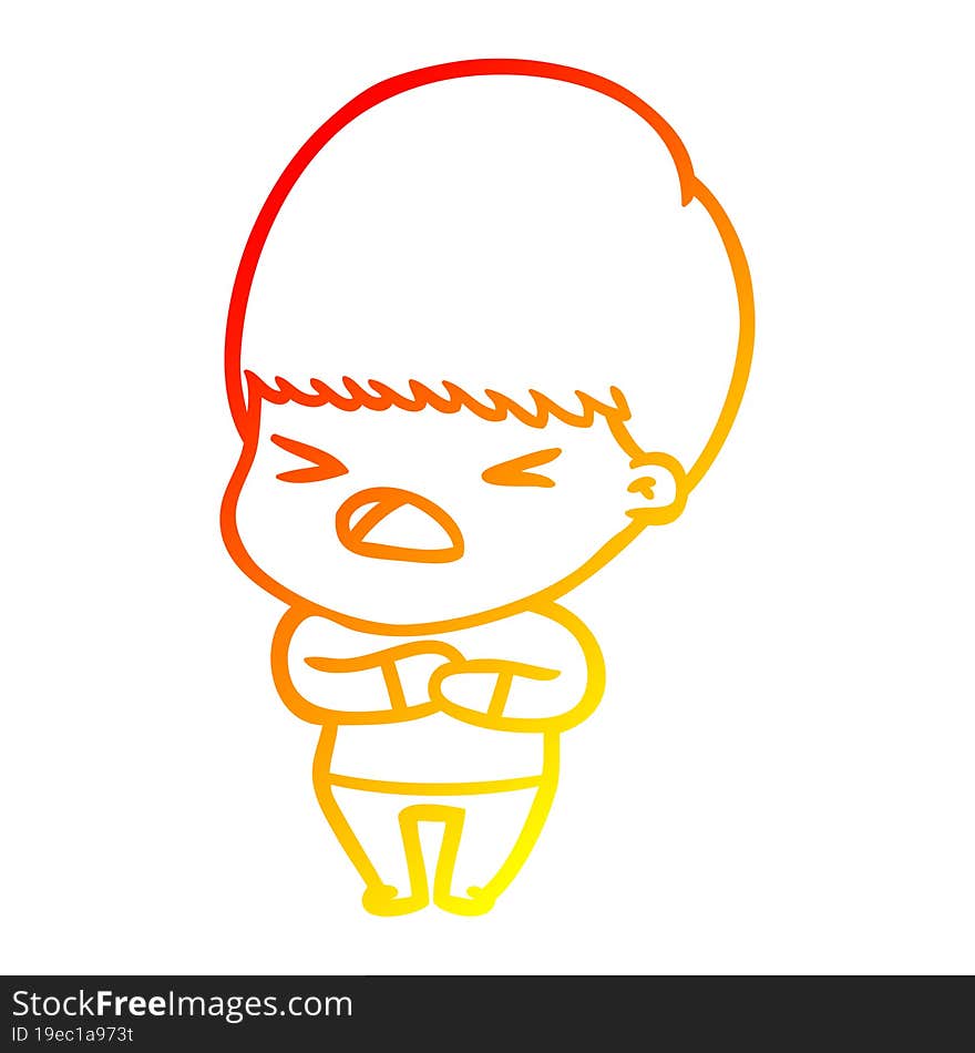 Warm Gradient Line Drawing Cartoon Stressed Man