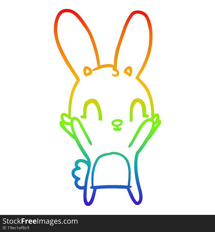 rainbow gradient line drawing cute cartoon rabbit