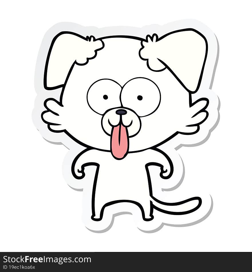 sticker of a cartoon dog with tongue sticking out