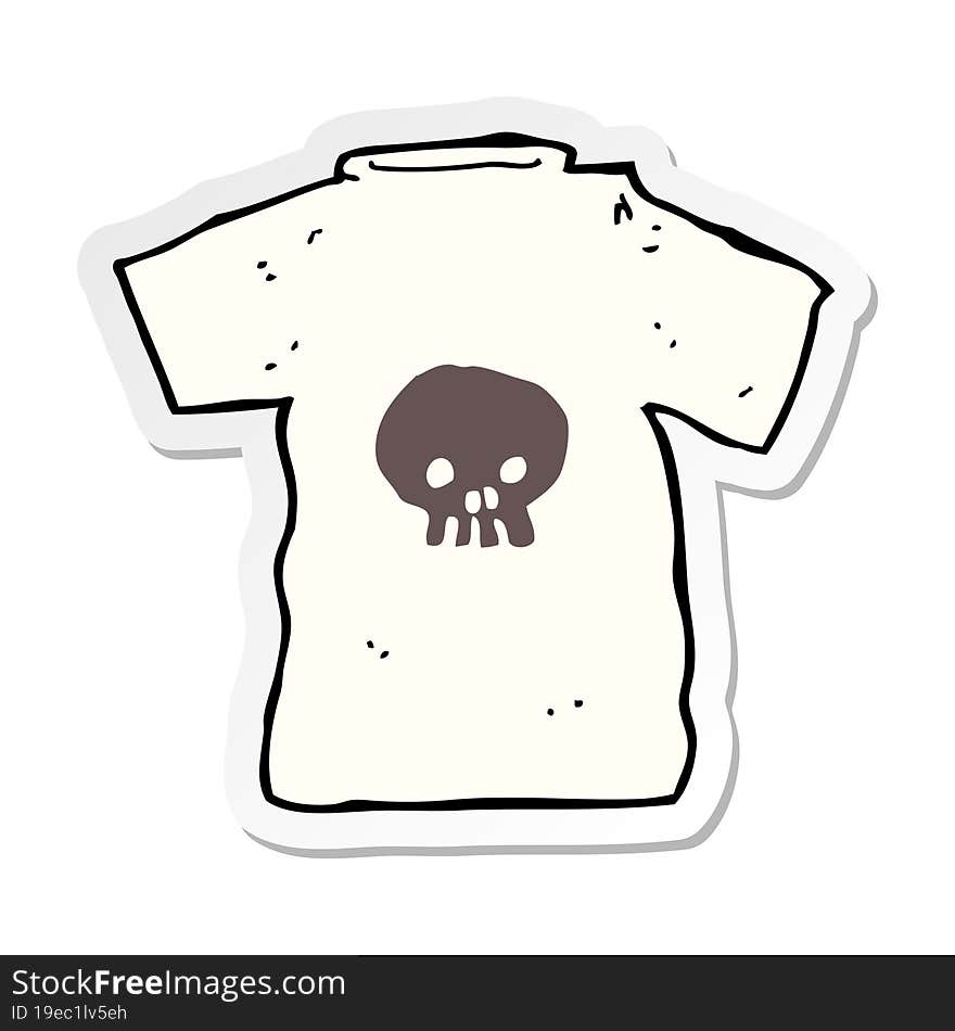 Sticker Of A Cartoon Skull Tee