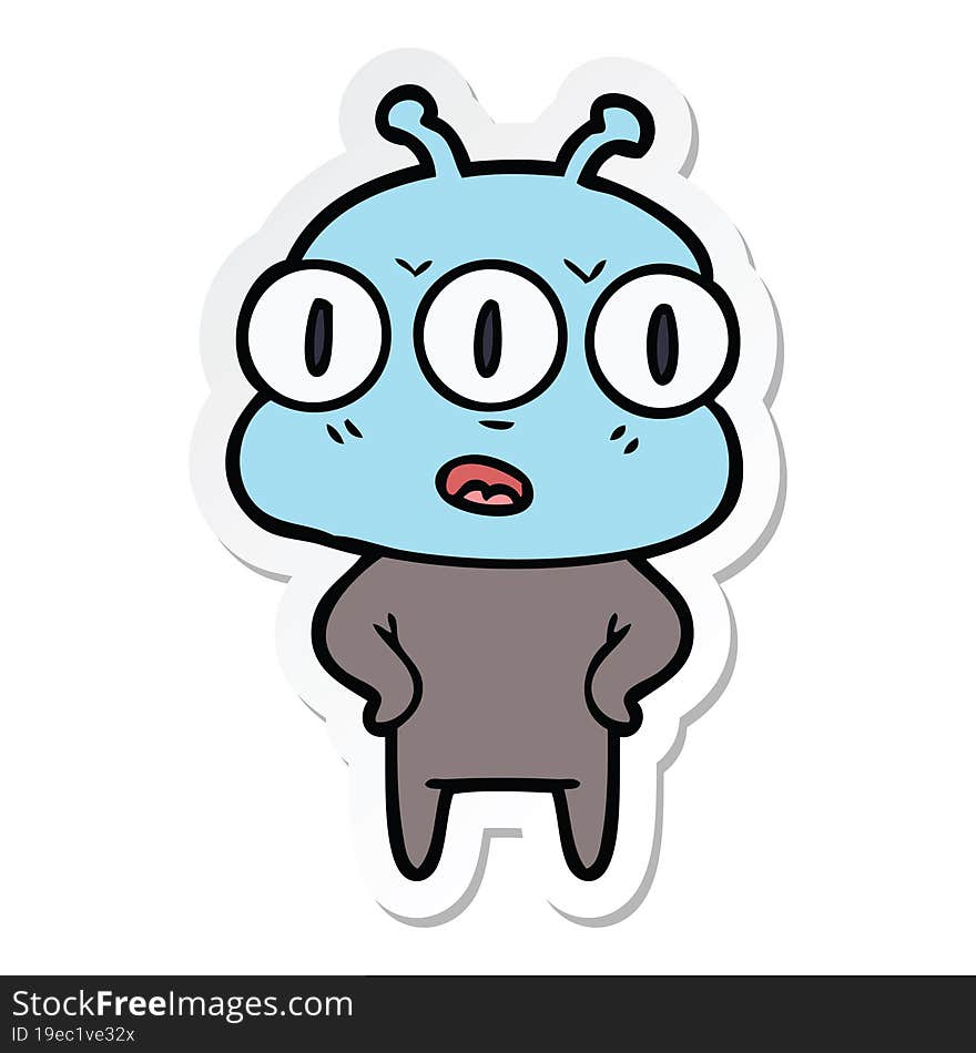 sticker of a annoyed three eyed alien