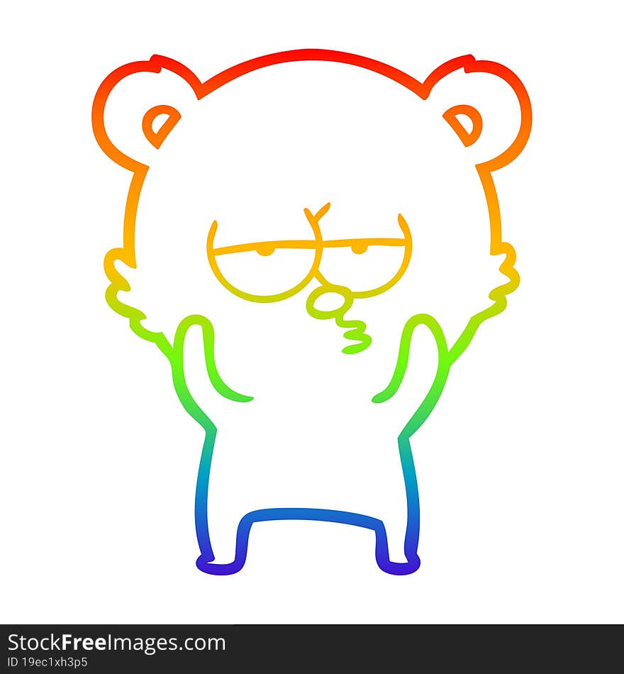 rainbow gradient line drawing bored polar bear cartoon