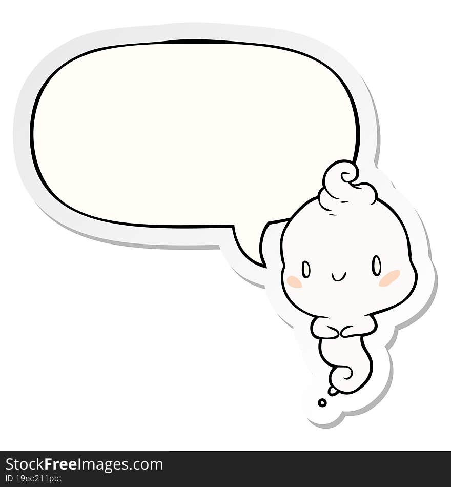 cute cartoon ghost with speech bubble sticker