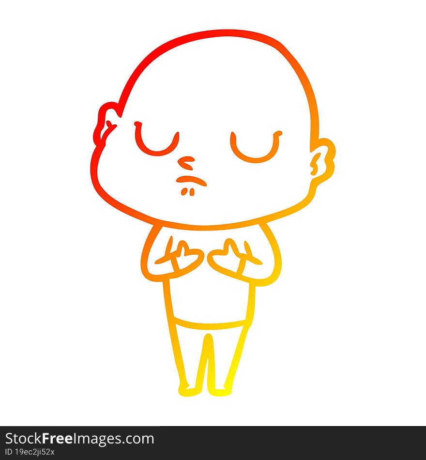 warm gradient line drawing of a cartoon bald man