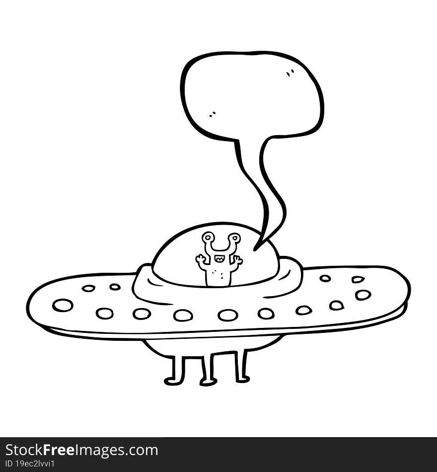 Speech Bubble Cartoon Flying Saucer