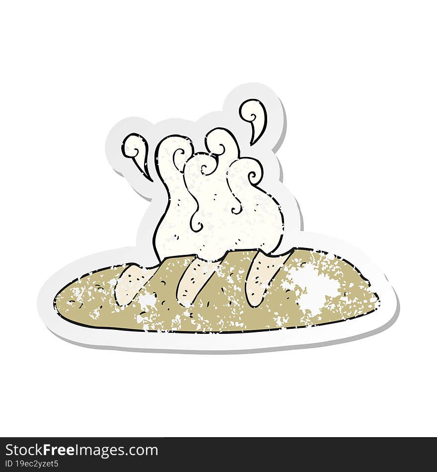 retro distressed sticker of a cartoon loaf of bread