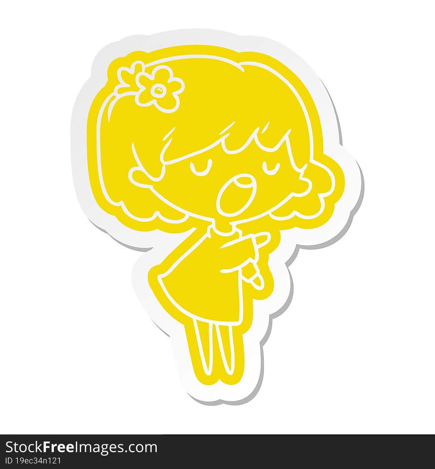 Cartoon Sticker Of A Cute Kawaii Girl