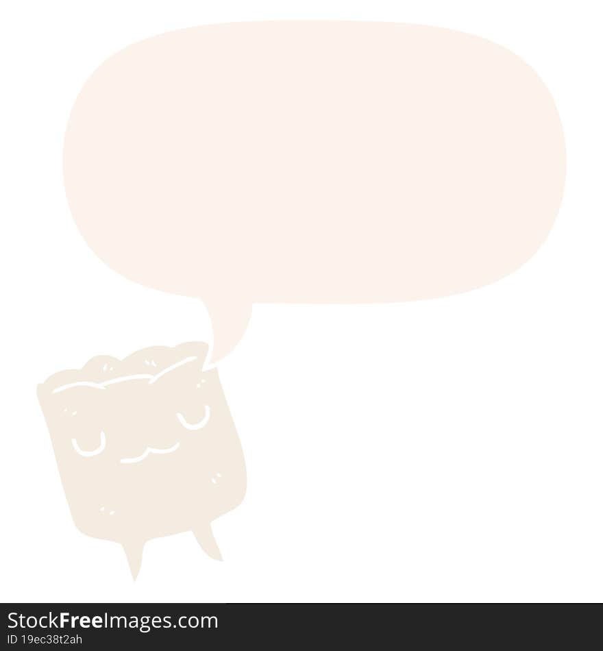 cartoon tooth and speech bubble in retro style