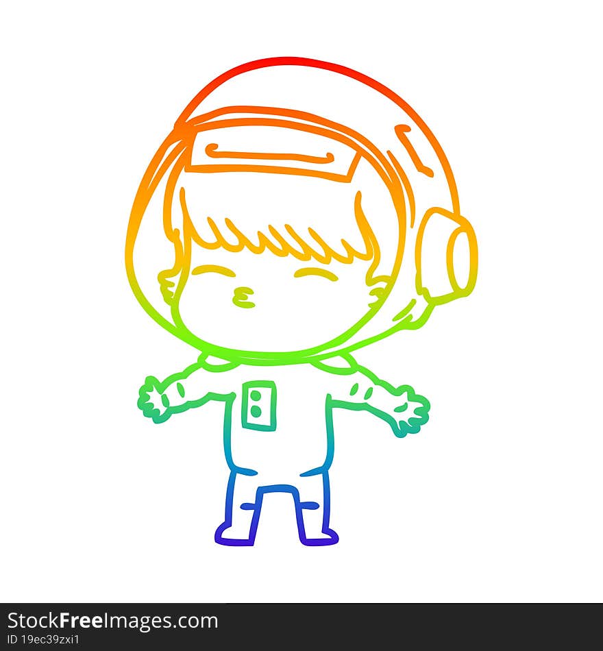 rainbow gradient line drawing cartoon curious astronaut