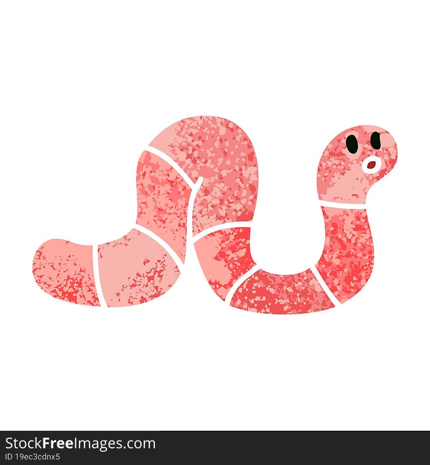 retro illustration style quirky cartoon worm. retro illustration style quirky cartoon worm