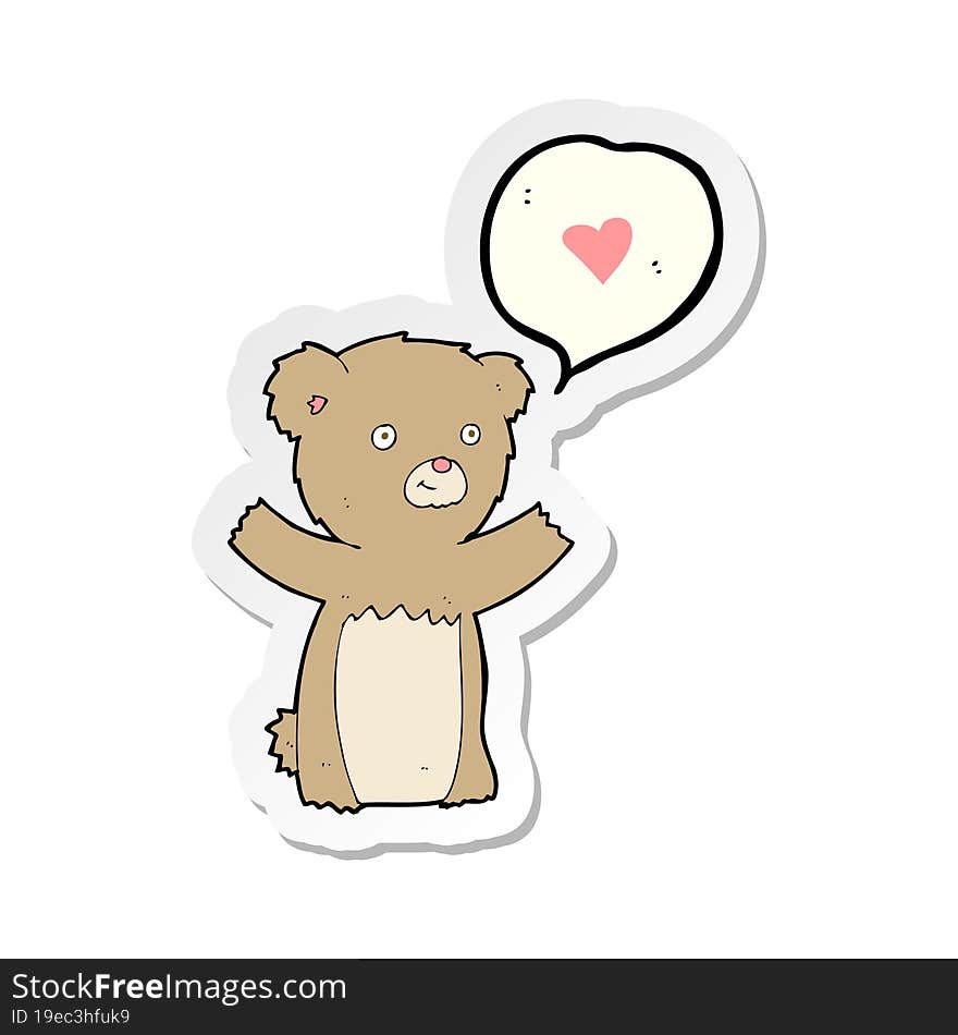 sticker of a cartoon teddy bear with love heart