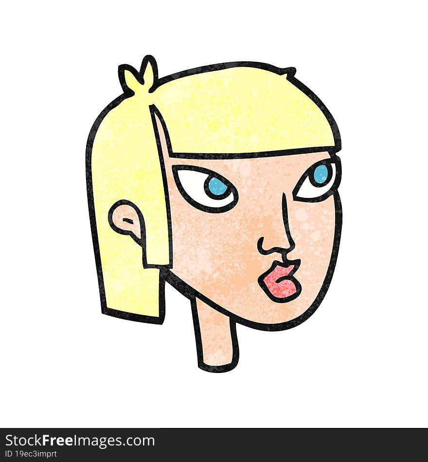 Textured Cartoon Female Face