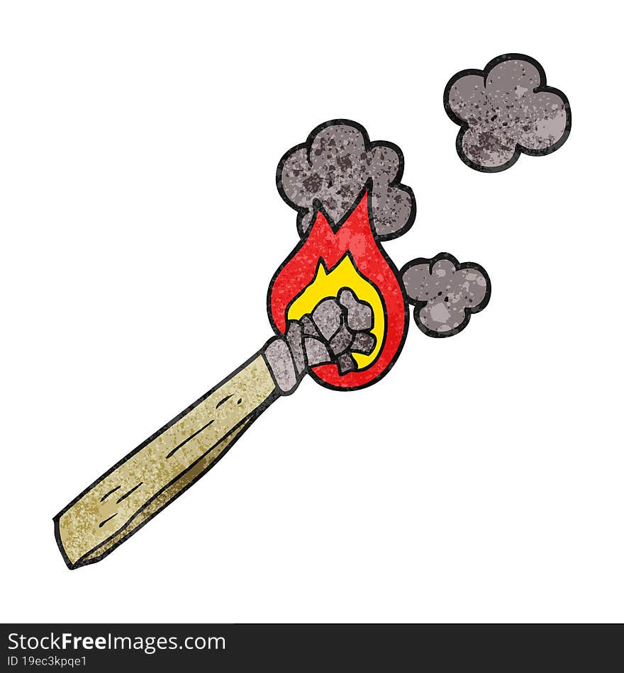 textured cartoon burning wood torch