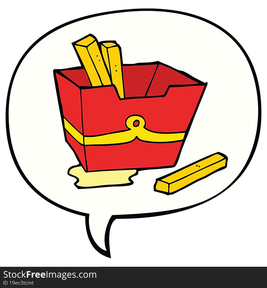 Cartoon Box Of Fries And Speech Bubble