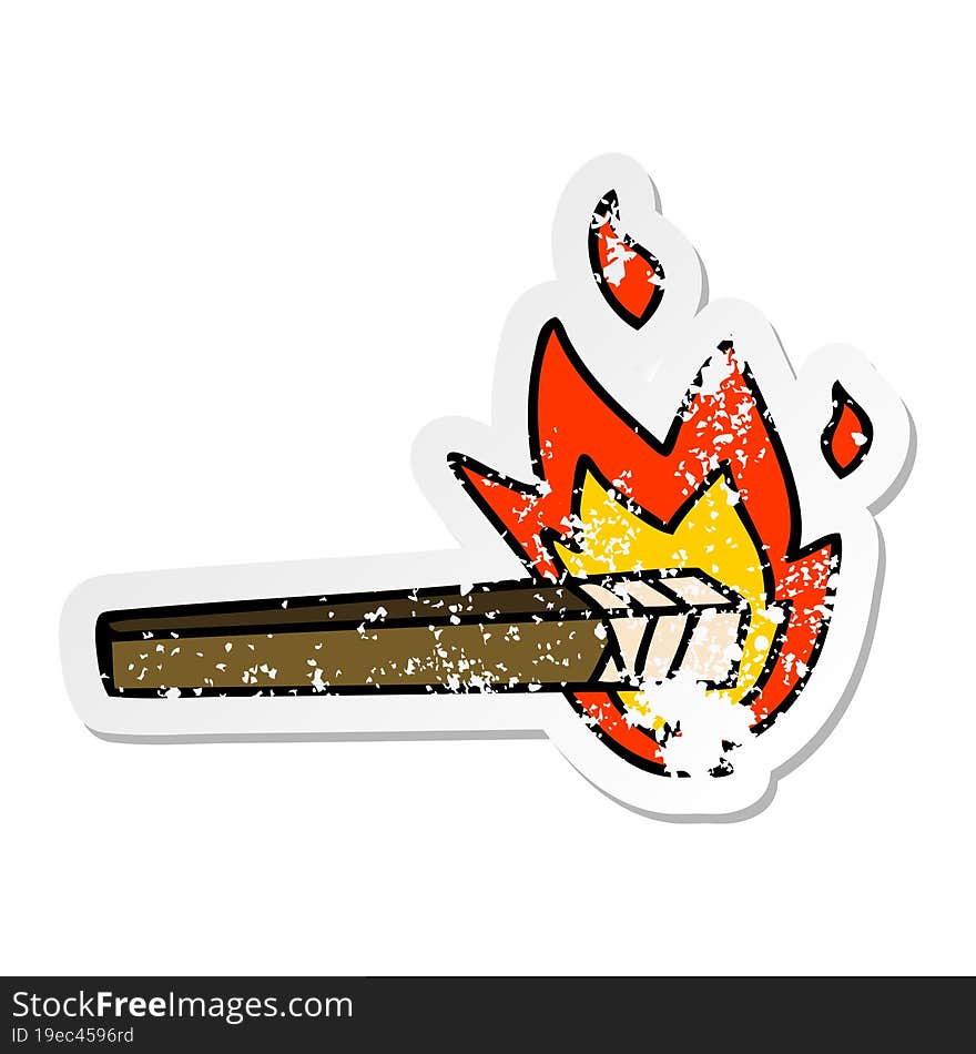 distressed sticker of a quirky hand drawn cartoon lit torch