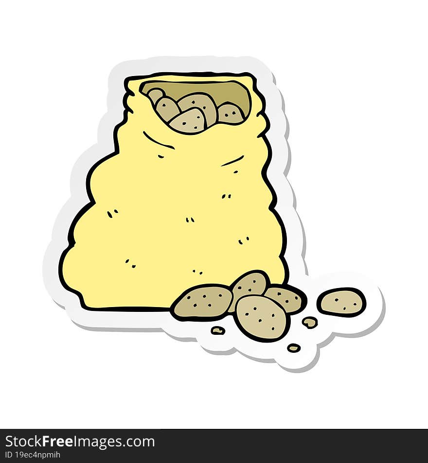 sticker of a cartoon sack of potatoes