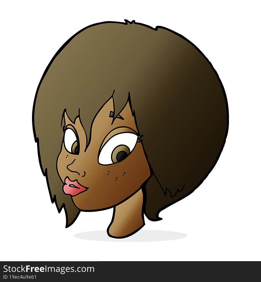 Cartoon Pretty Female Face Pouting