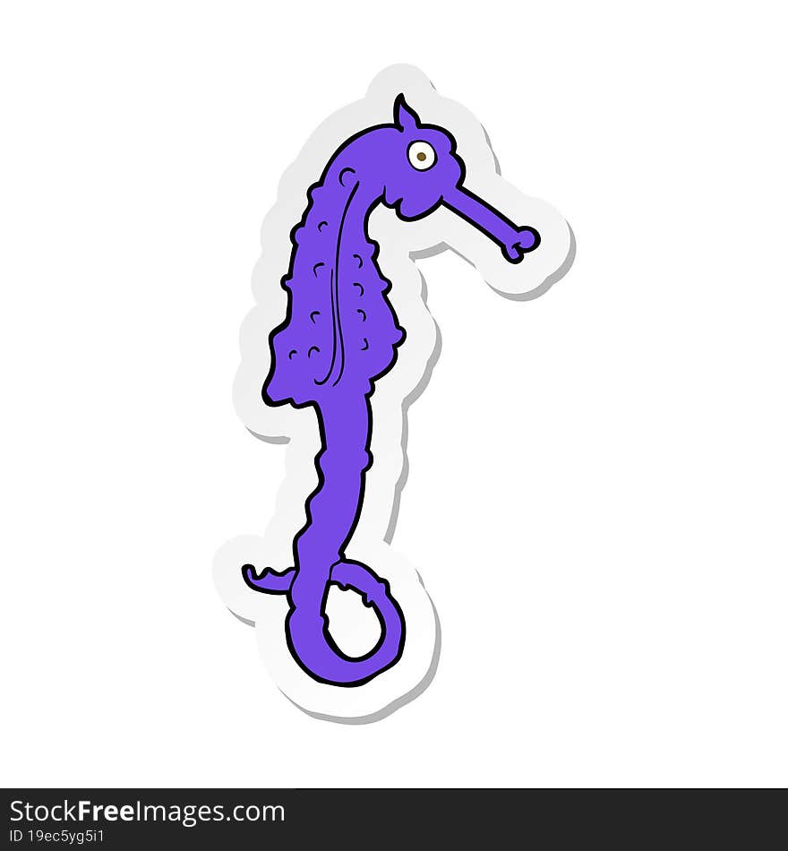 Sticker Of A Cartoon Sea Horse