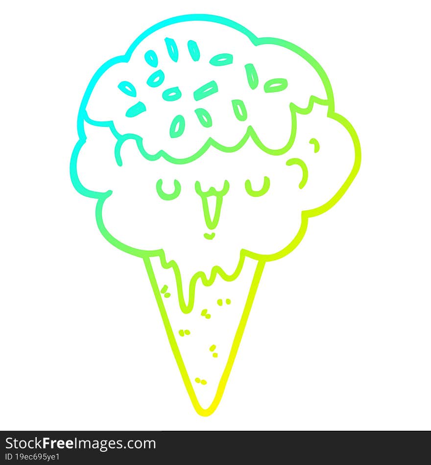 cold gradient line drawing cartoon ice cream