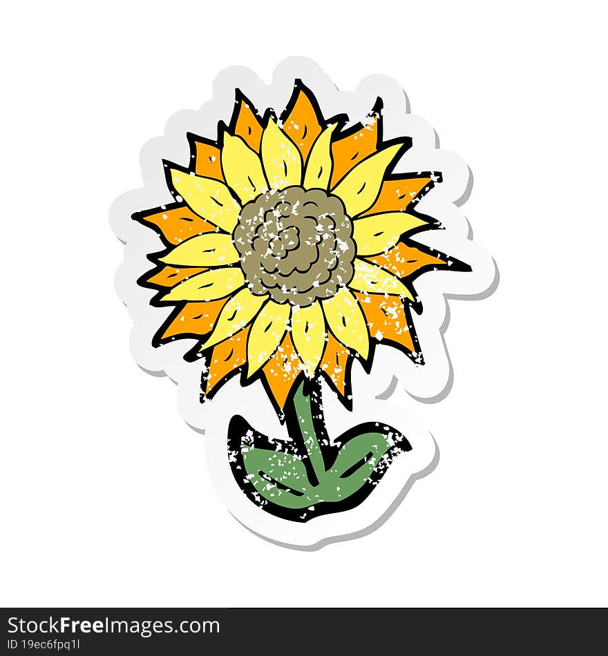 retro distressed sticker of a cartoon flower