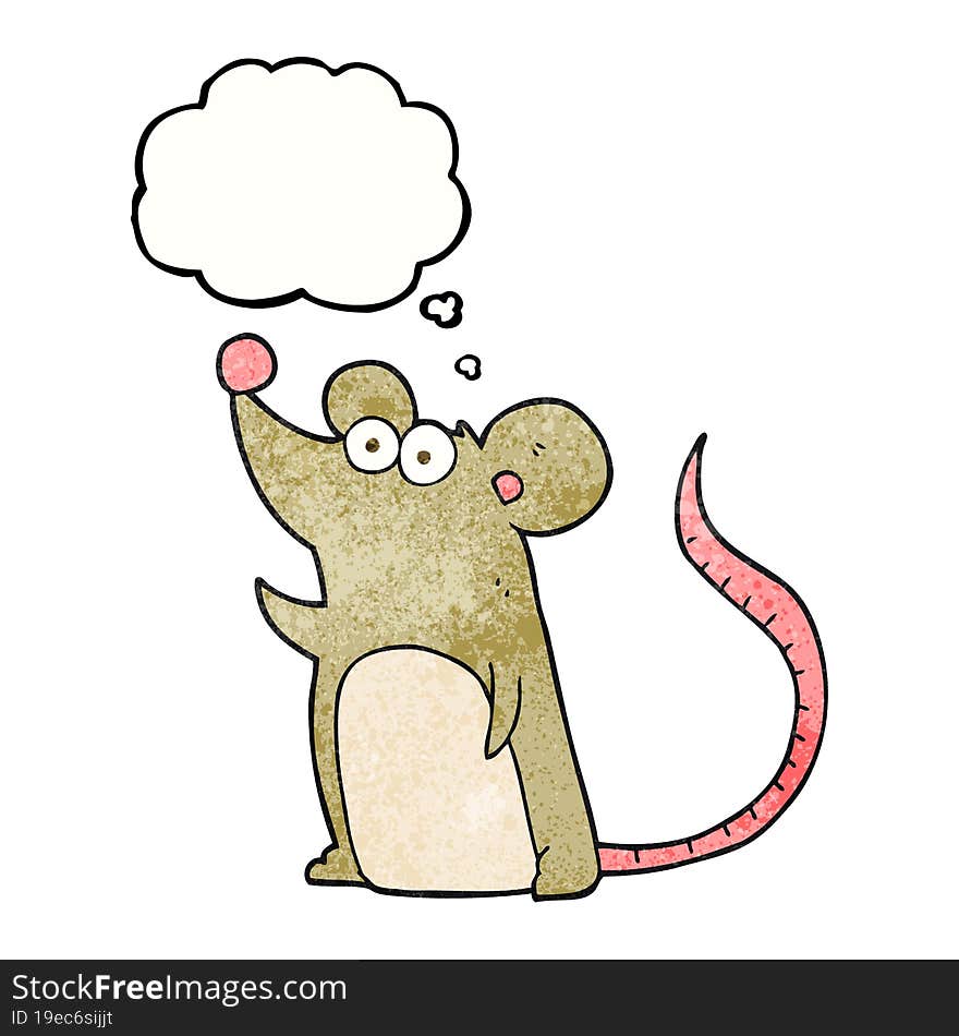 freehand drawn thought bubble textured cartoon mouse