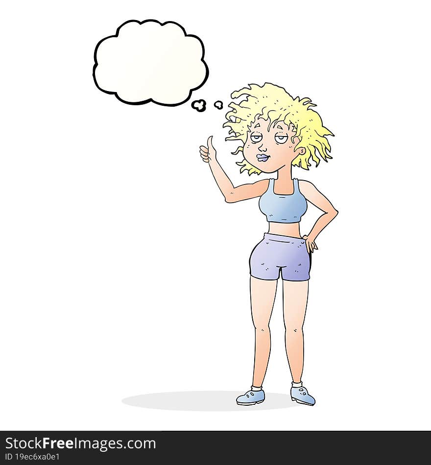 Thought Bubble Cartoon Tired Gym Woman