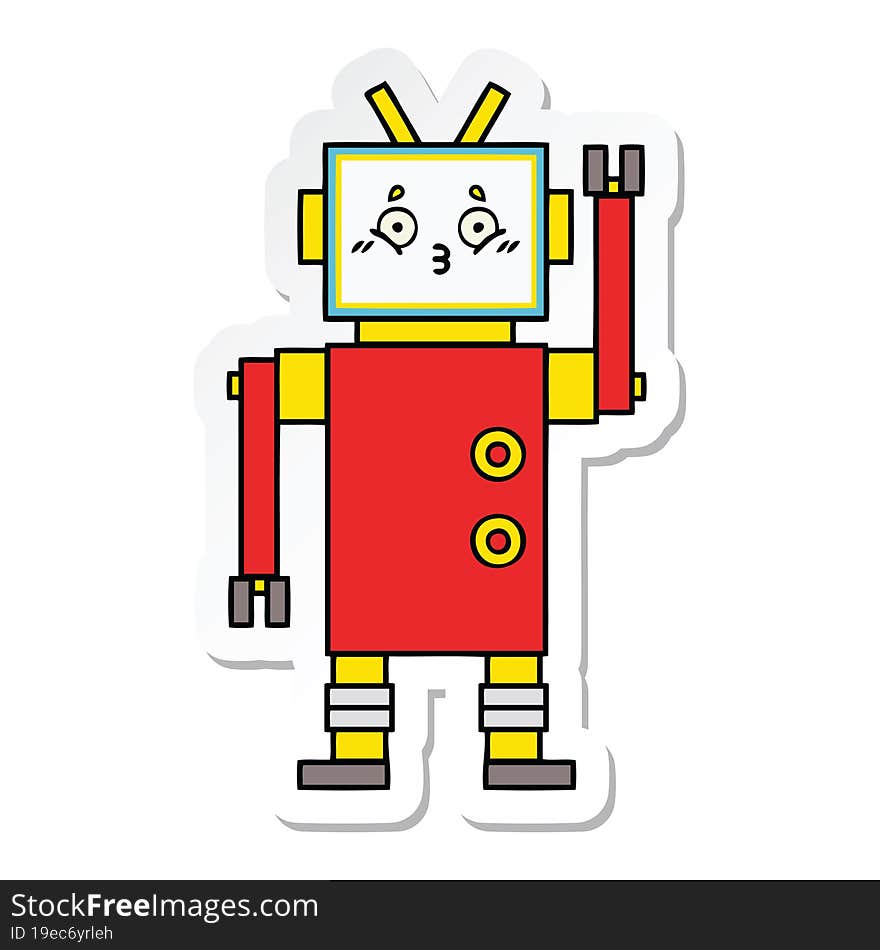 sticker of a cute cartoon robot