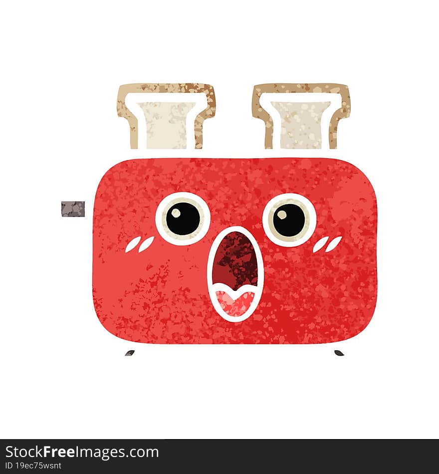 retro illustration style cartoon of a of a toaster