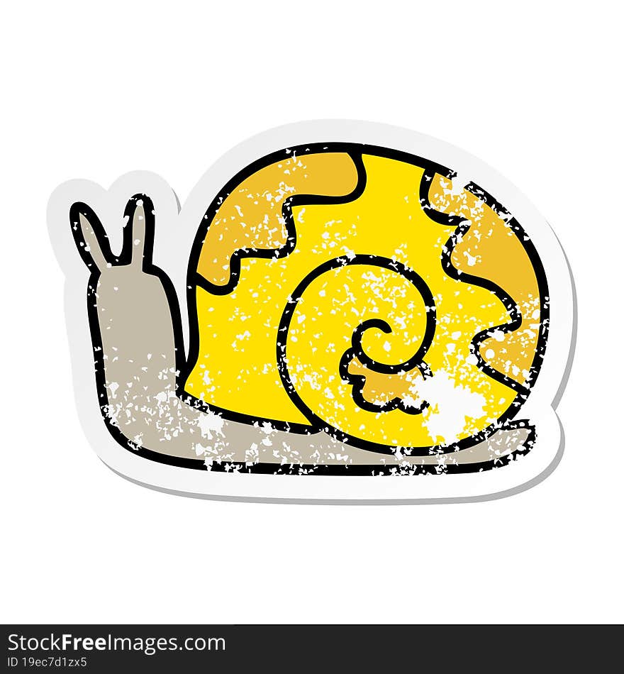 Distressed Sticker Of A Quirky Hand Drawn Cartoon Snail