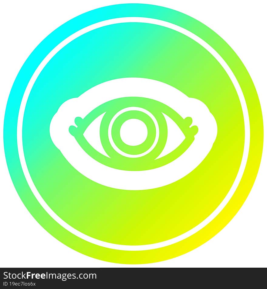 staring eye circular in cold gradient spectrum