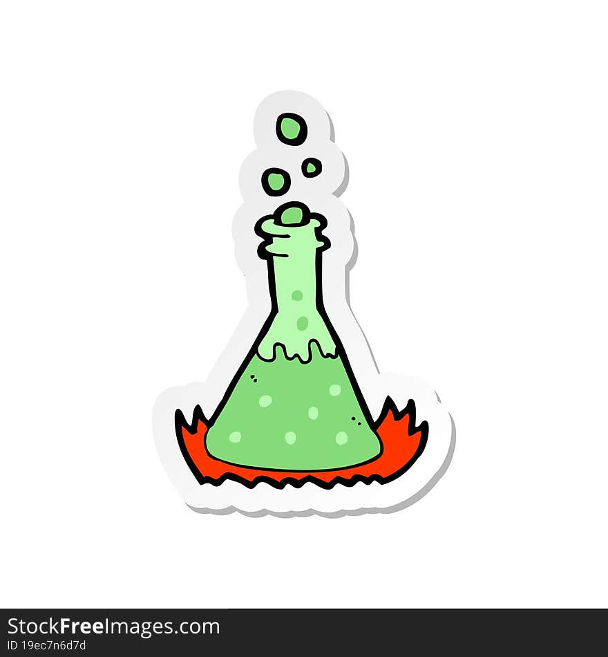 sticker of a cartoon bubbling chemicals