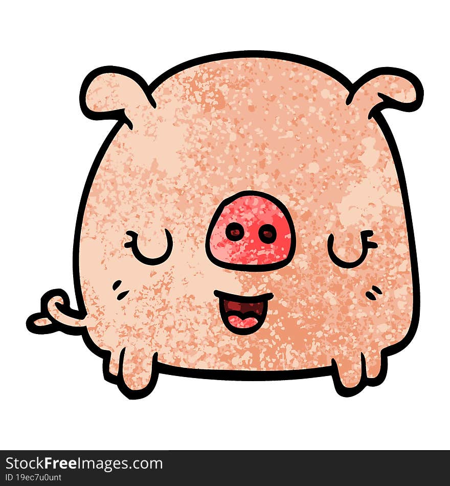 grunge textured illustration cartoon pig