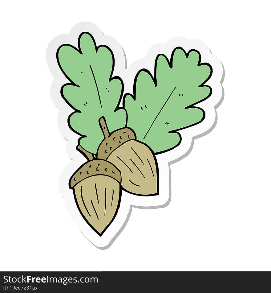 sticker of a cartoon acorns