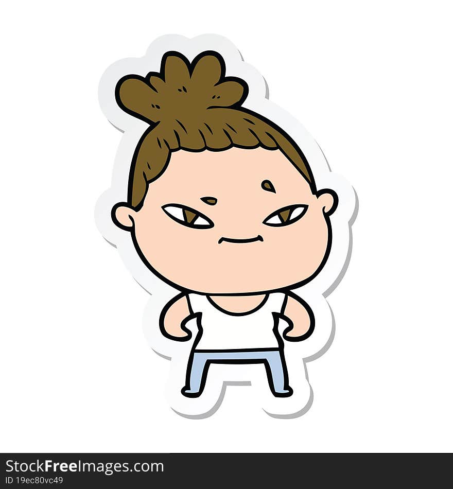 sticker of a cartoon woman