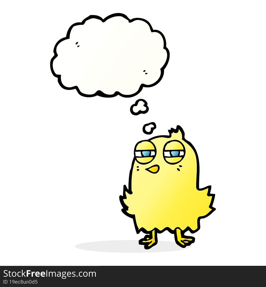 funny cartoon bird with thought bubble