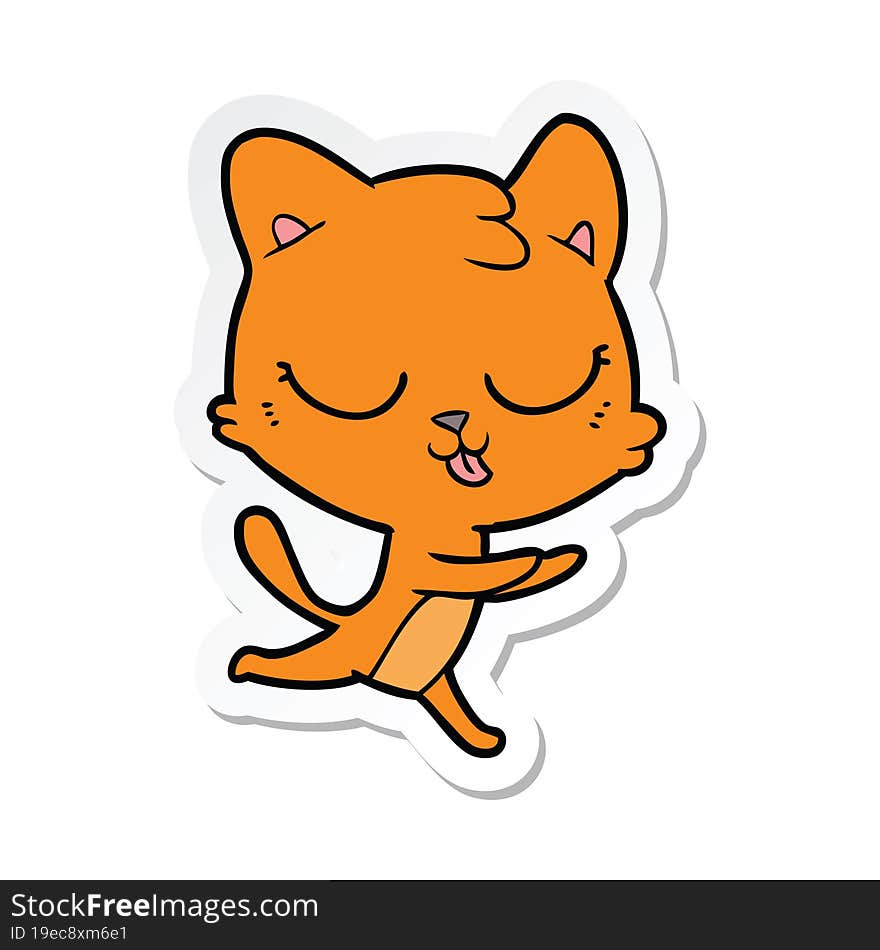 Sticker Of A Cartoon Hissing Cat