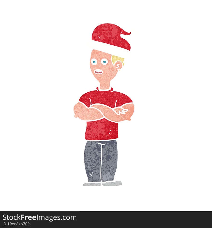 cartoon man ready for christmas